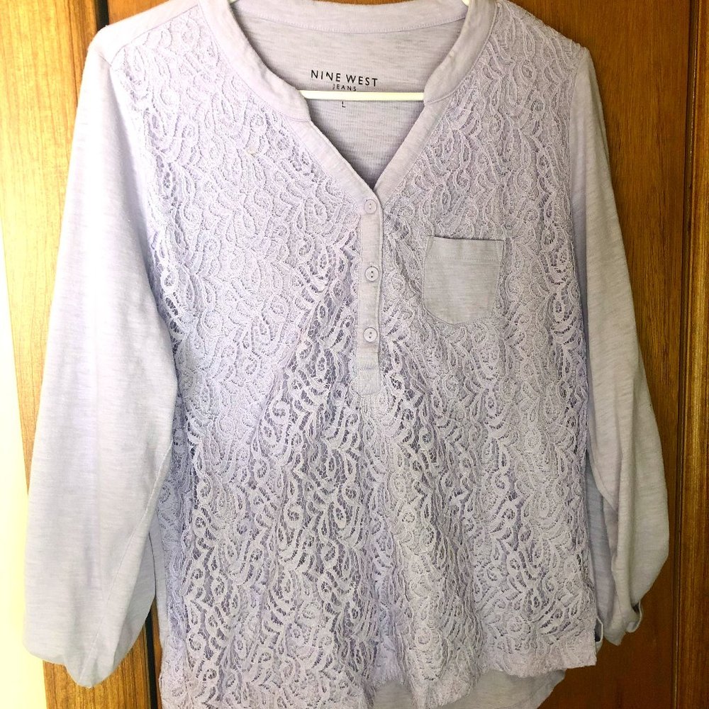nine west lace blouse LARGE